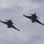 Opening flypast of two Gripen fighter jets