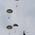 Parachute jump from Mi-8 helicopter to commemorate the Operation Anthropoid